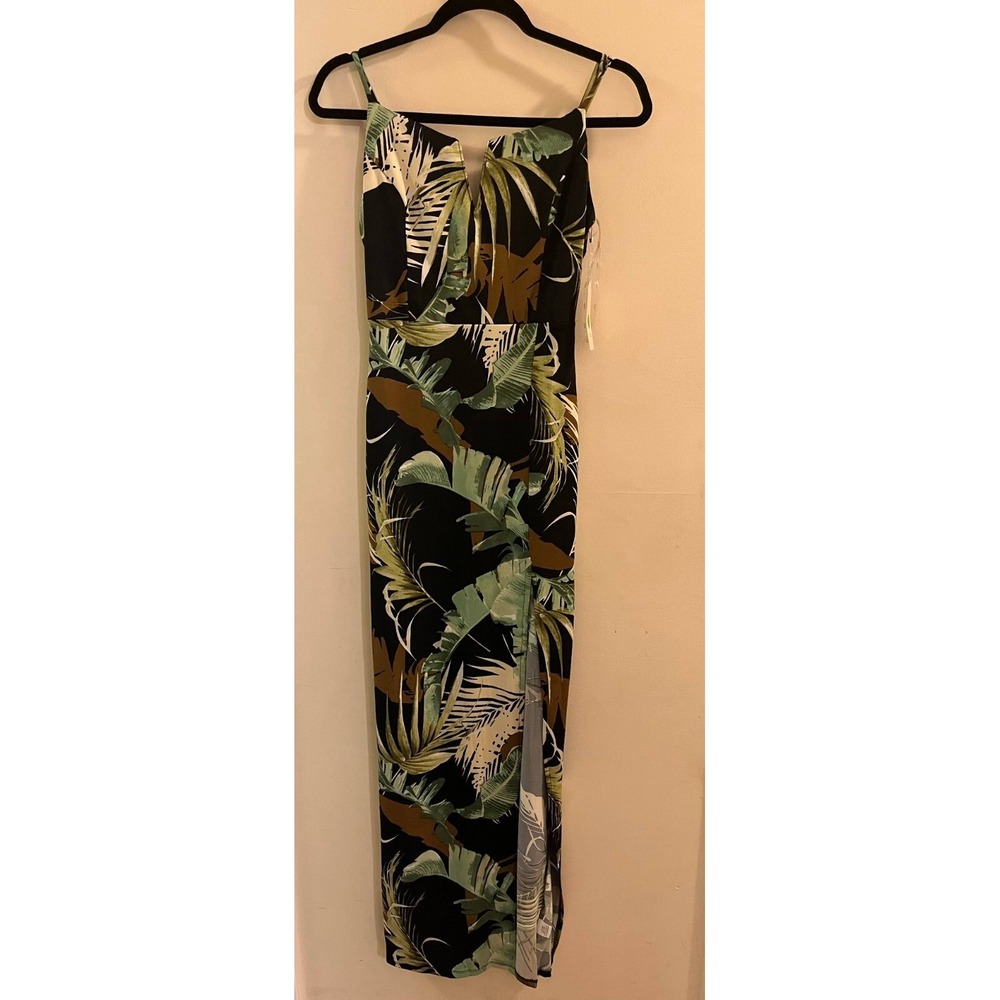 Blashé Maxi Dress Women's Black Green Size M V-Neck Polyester Crossed Shoulder‎